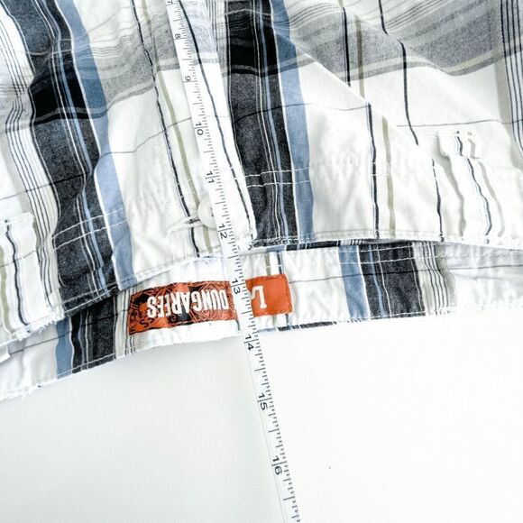 LEE Dungarees Mens Cargo Plaid Casual Flat Front Shorts Blue White Size 36 - Picture 6 of 9